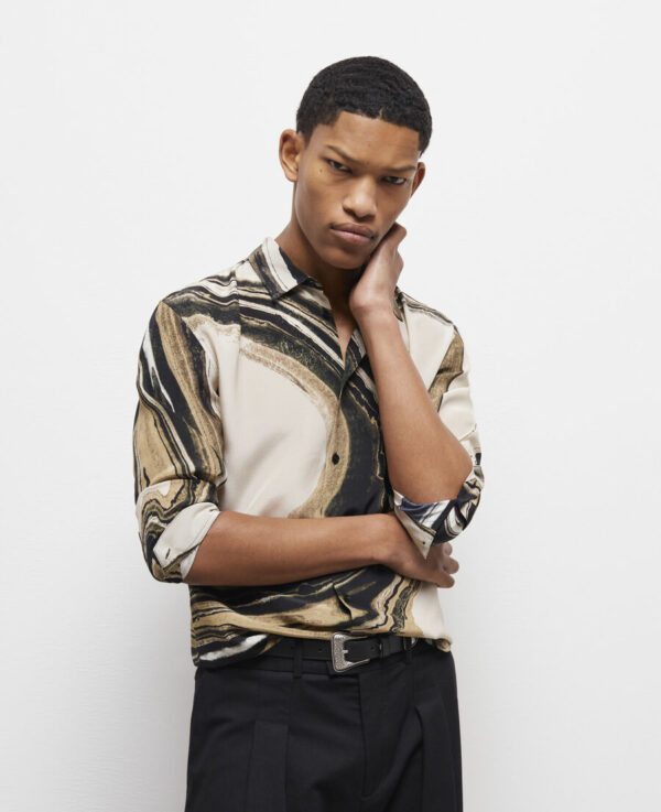 Marble print silk shirt - Image 2