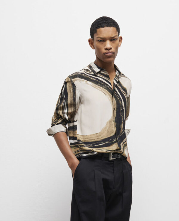 Marble print silk shirt - Image 4