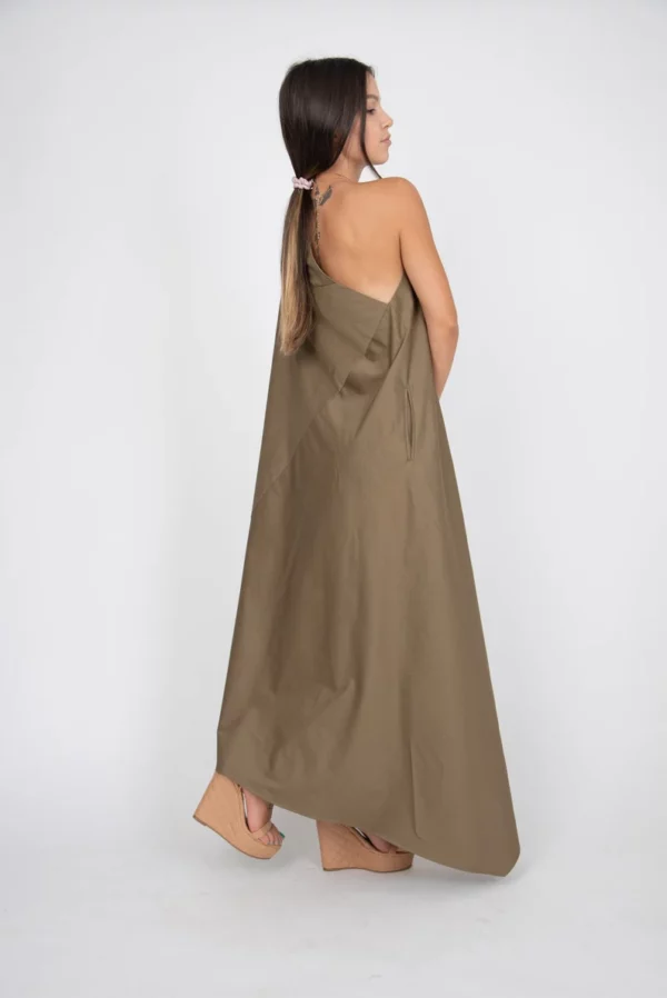 Asymmetric Maxi Dress in Chestnut Brown - Image 2