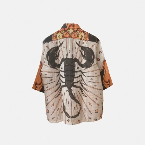 Hand-Painted Silk Shirt: Bold Scorpion Design - Image 4